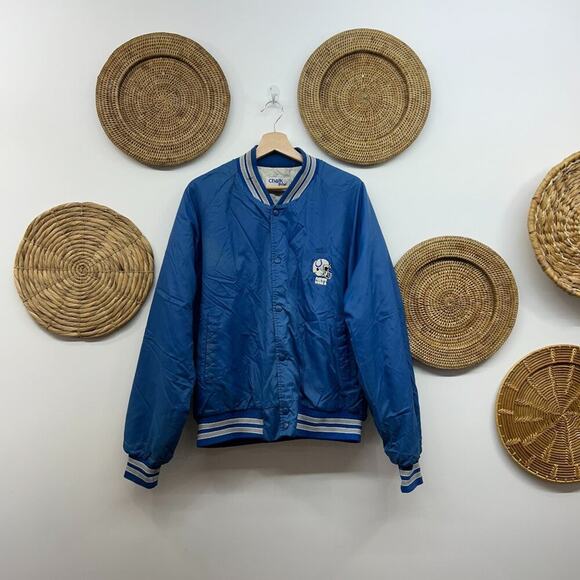 Vintage 80s 90s Chalk Line Blue Indianapolis Colts Football Varsity Jacket XL